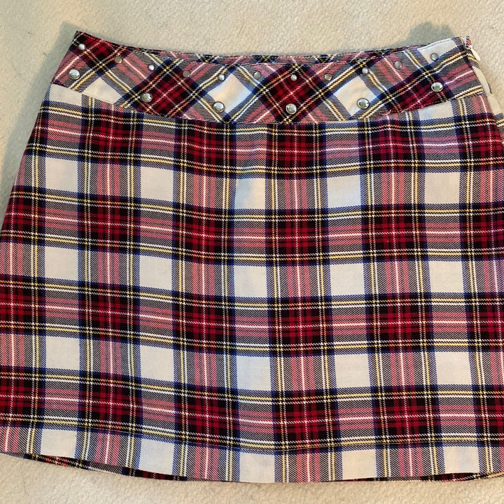 Vintage Plaid and  Rhinestone Short Skirt